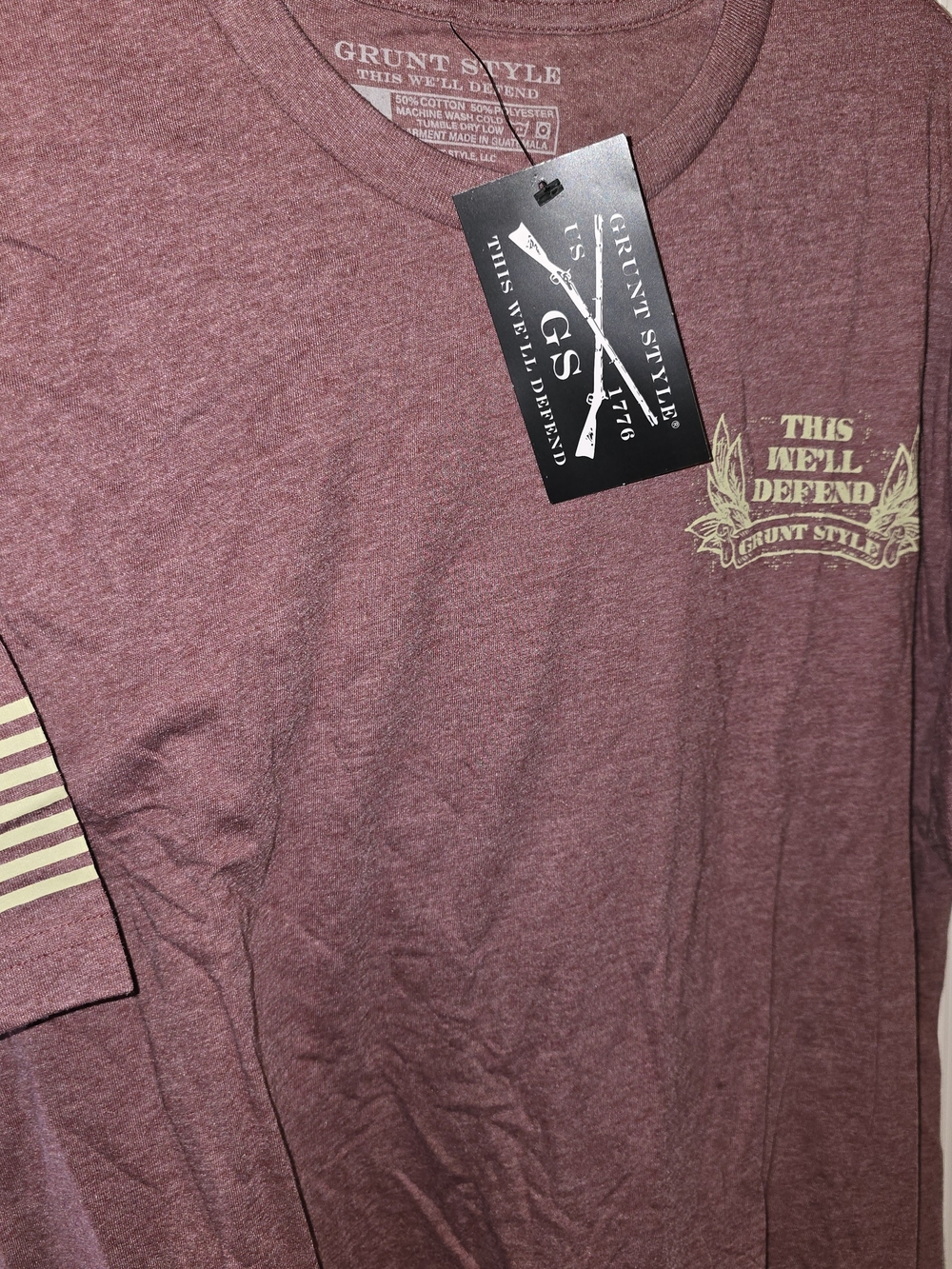 NWT Grunt Style Maroon Heather Short Sleeve T-Shirt with Front Back Graphics XL